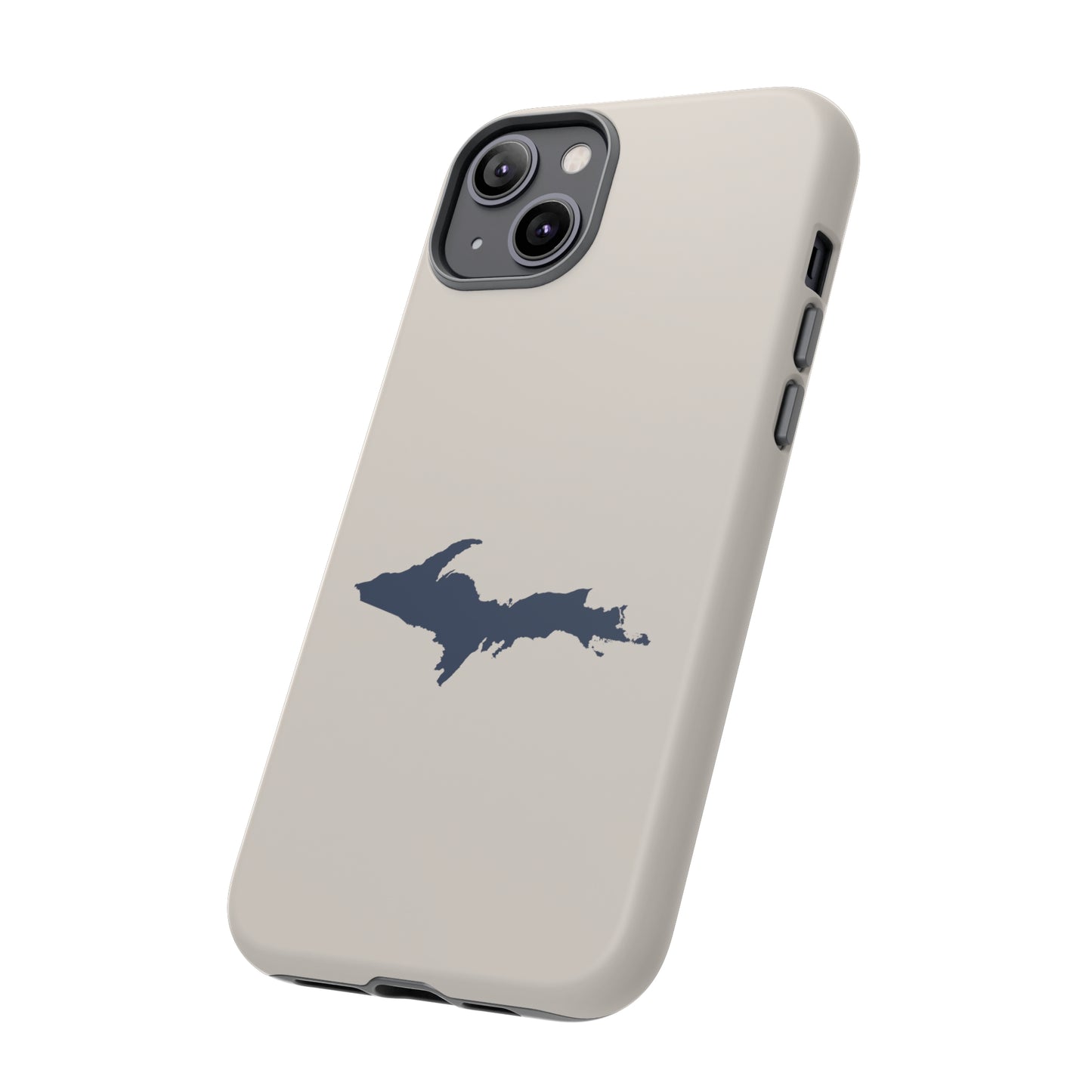 Michigan Upper Peninsula Tough Phone Case (Canvas Color w/ UP Outline) | Apple iPhone