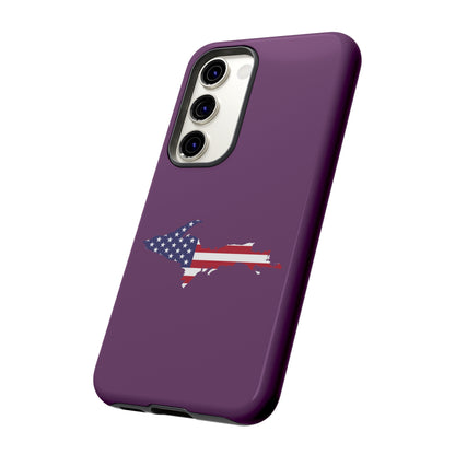 Michigan Upper Peninsula Tough Phone Case (Plum w/ UP USA Flag Outline) | Samsung & Pixel Android