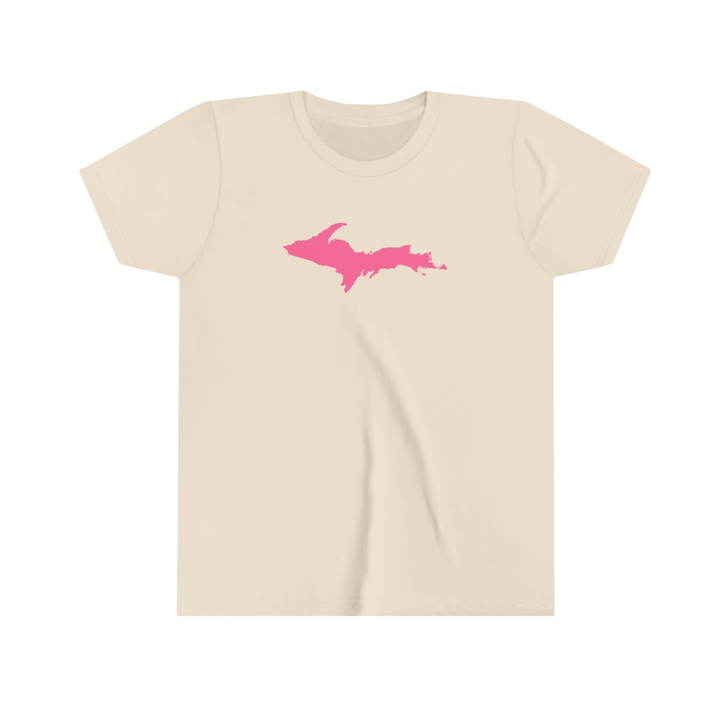 Michigan Upper Peninsula T-Shirt (w/ Pink UP Outline) | Youth Short Sleeve