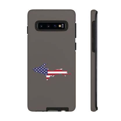 Michigan Upper Peninsula Tough Phone Case (Warren Tank Grey w/ UP USA Flag Outline) | Samsung & Pixel Android