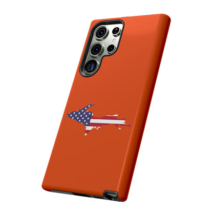 Michigan Upper Peninsula Tough Phone Case (Maple Leaf Orange w/ UP USA Flag Outline) | Samsung & Pixel Android