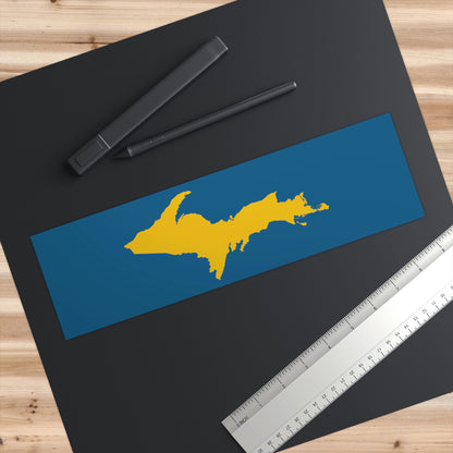 Michigan Upper Peninsula Bumper Sticker (w/ Gold UP Outline) | Blueberry Background