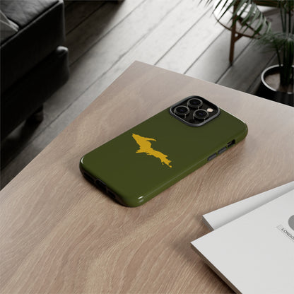 Michigan Upper Peninsula Tough Phone Case (Army Green w/ Gold UP Outline) | Apple iPhone