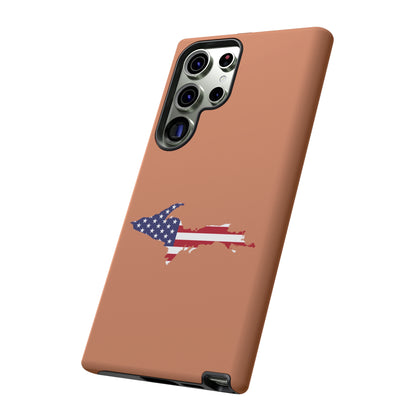 Michigan Upper Peninsula Tough Phone Case (Copper Color w/ UP USA Flag Outline) | Samsung & Pixel Android