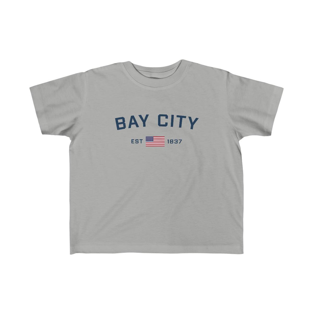 'Bay City EST 1837 ' T-Shirt  (w/USA Flag Font) | Toddler Short Sleeve - Circumspice Michigan