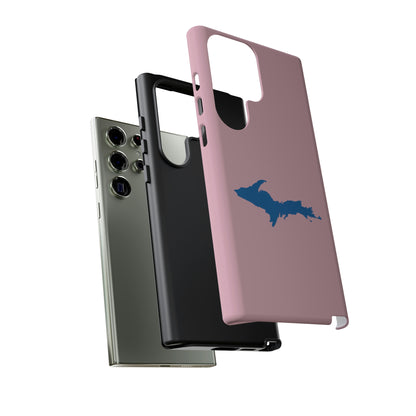 Michigan Upper Peninsula Tough Phone Case (Pink w/ Azure UP Outline) | Samsung & Pixel Android