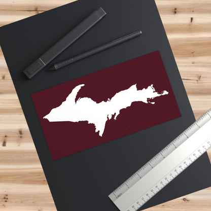 Michigan Upper Peninsula Bumper Sticker (w/ UP Outline) | Pinot Red Background