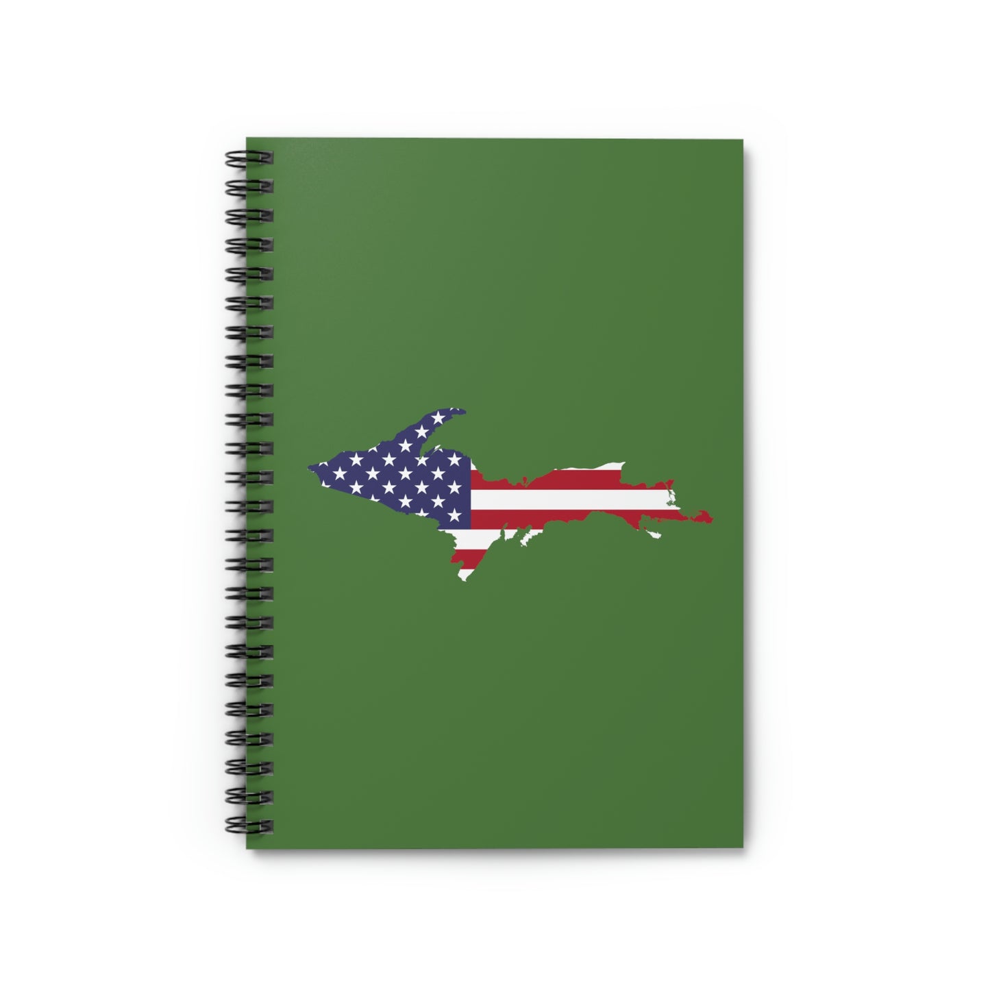 Michigan Upper Peninsula Spiral Notebook (w/ UP USA Flag Outline) | Pine Green