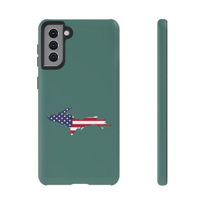 Michigan Upper Peninsula Tough Phone Case (Copper Green w/ UP USA Flag Outline) | Samsung & Pixel Android