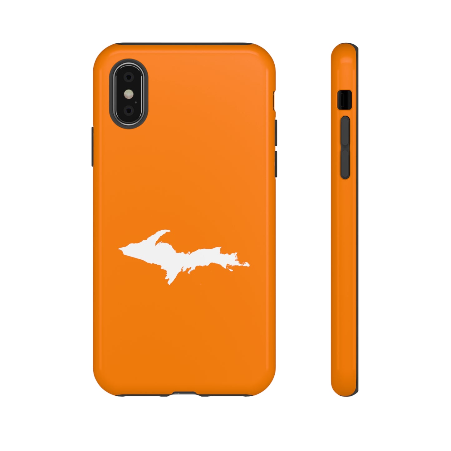 Michigan Upper Peninsula Tough Phone Case (Orange w/ UP Outline) | Apple iPhone