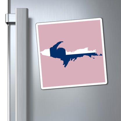 Michigan Upper Peninsula Square Magnet (Pink w/ UP Finland Flag Outline)