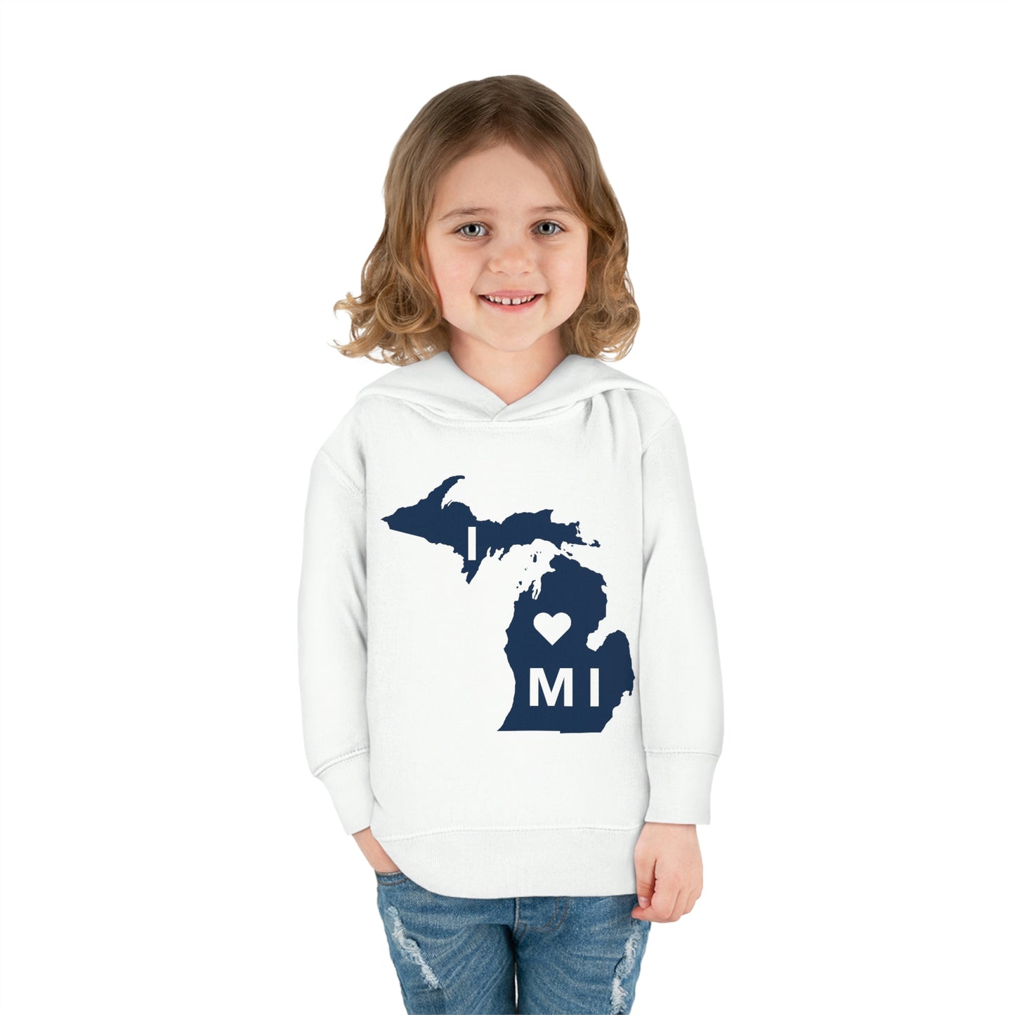 Michigan 'I ♡ MI' Hoodie (w/Full Body Outline| Unisex Toddler