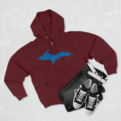 Michigan Upper Peninsula Full-Zip Hoodie (w/ Azure UP Outline)