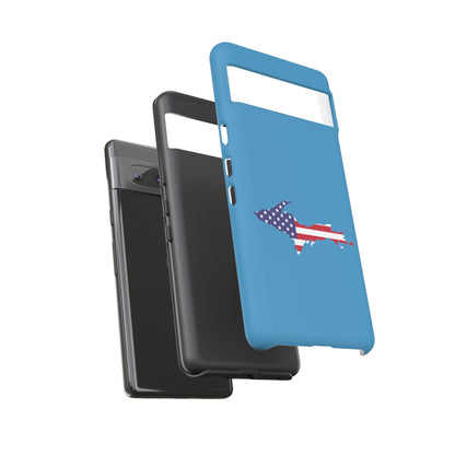 Michigan Upper Peninsula Tough Phone Case (Lake Michigan Blue w/ UP USA Flag Outline) | Samsung & Pixel Android