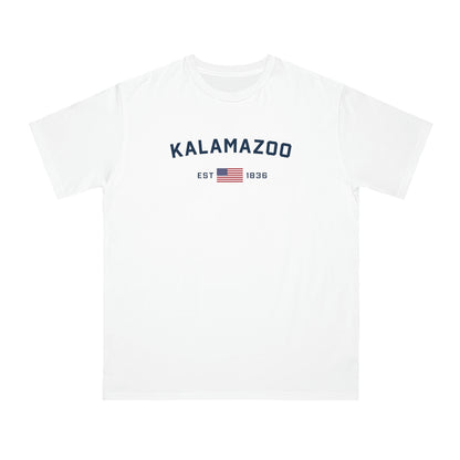 'Kalamazoo EST 1836' T-Shirt (w/ USA Flag Outline) | Organic Unisex