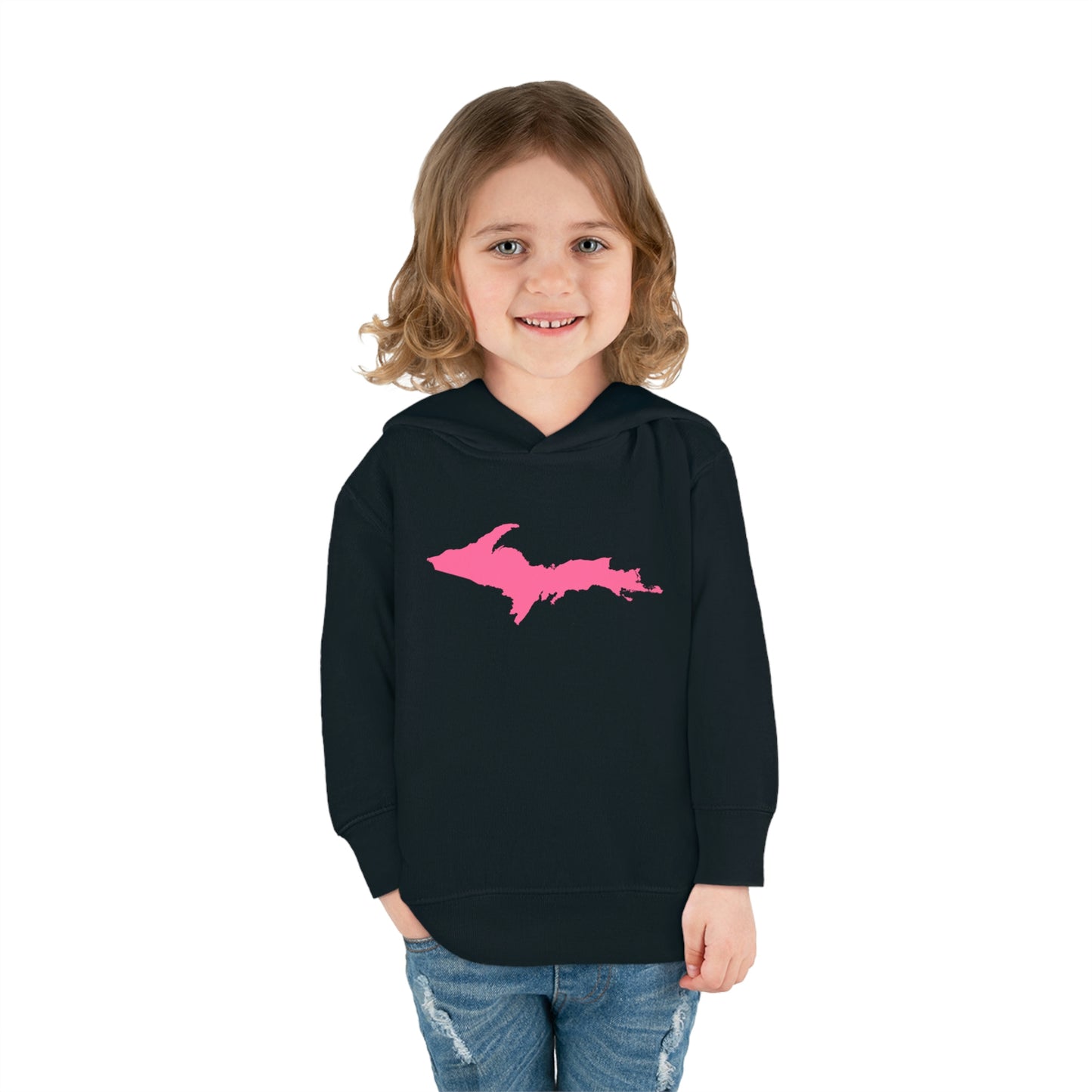 Michigan Upper Peninsula Hoodie (w/ Pink UP Outline) | Unisex Toddler