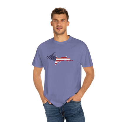 Michigan Upper Peninsula T-Shirt (w/ UP USA Flag Outline) | Unisex Garment-Dyed