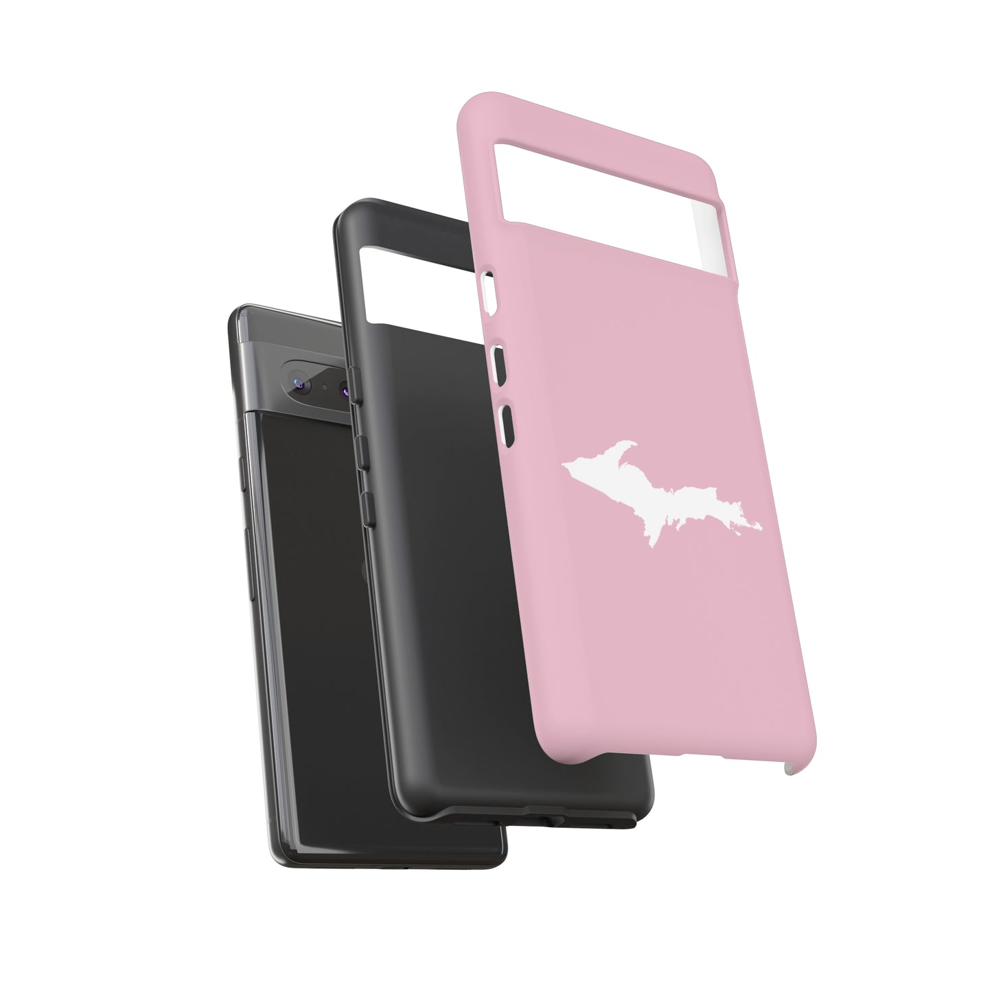 Michigan Upper Peninsula Tough Phone Case (Pink w/ White UP Outline) | Samsung & Pixel Android