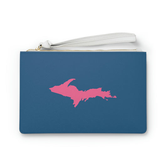 Michigan Upper Peninsula Clutch Bag (Blueberry w/ Pink UP Outline)