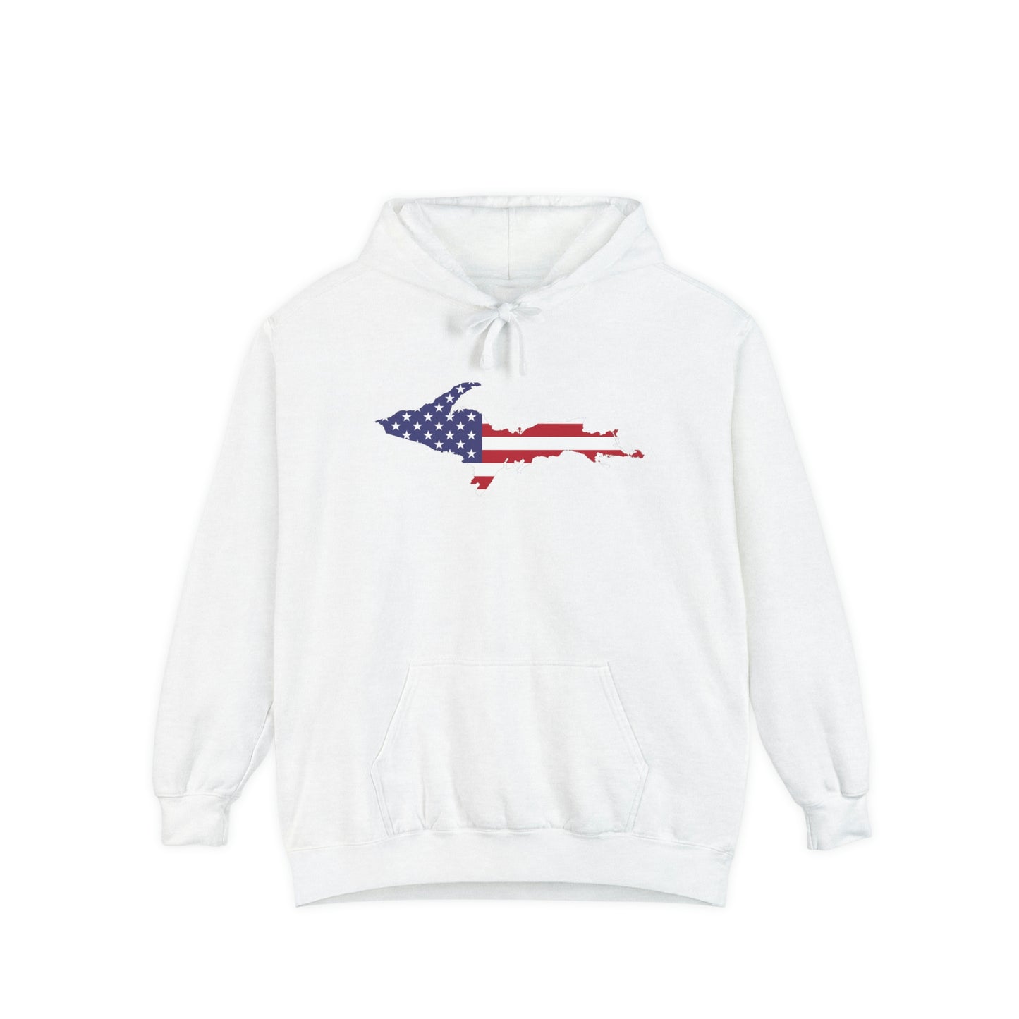 Michigan Upper Peninsula Hoodie (w/ UP USA Flag Outline) | Unisex Garment-Dyed