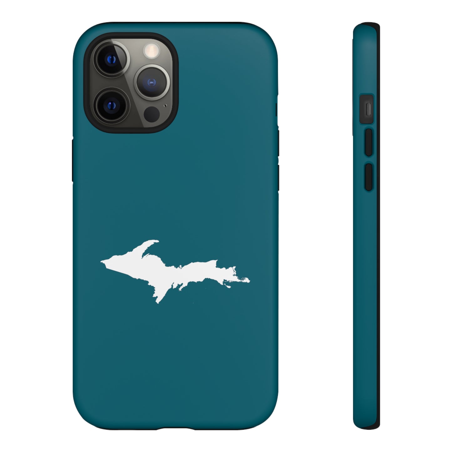 Michigan Upper Peninsula Tough Phone Case (Auburn Hills Teal w/ UP Outline) | Apple iPhone