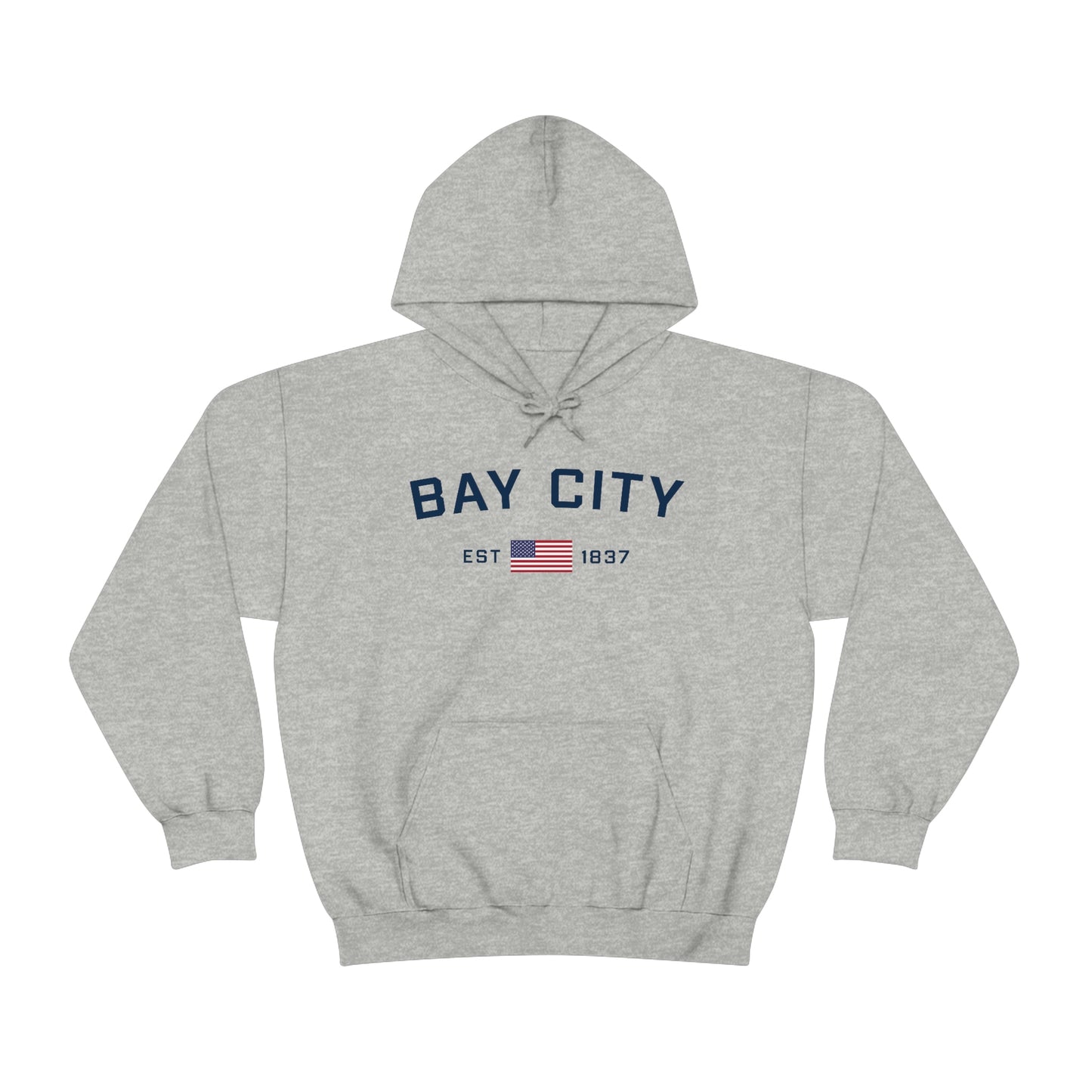 'Bay City EST 1837' Hoodie (w/USA Flag Outline) | Unisex Standard