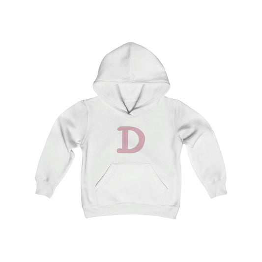 Detroit 'Old French D' Hoodie (Pink Full Body Outline) | Unisex Youth