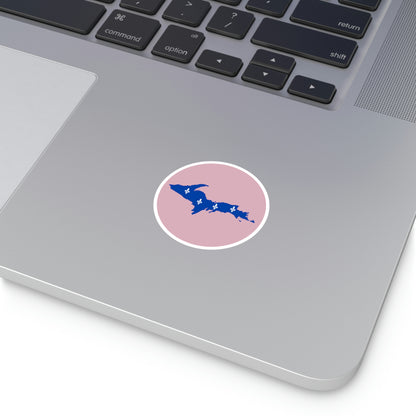 Michigan Upper Peninsula Round Stickers (Pink w/ UP Quebec Flag Outline) | Indoor\Outdoor