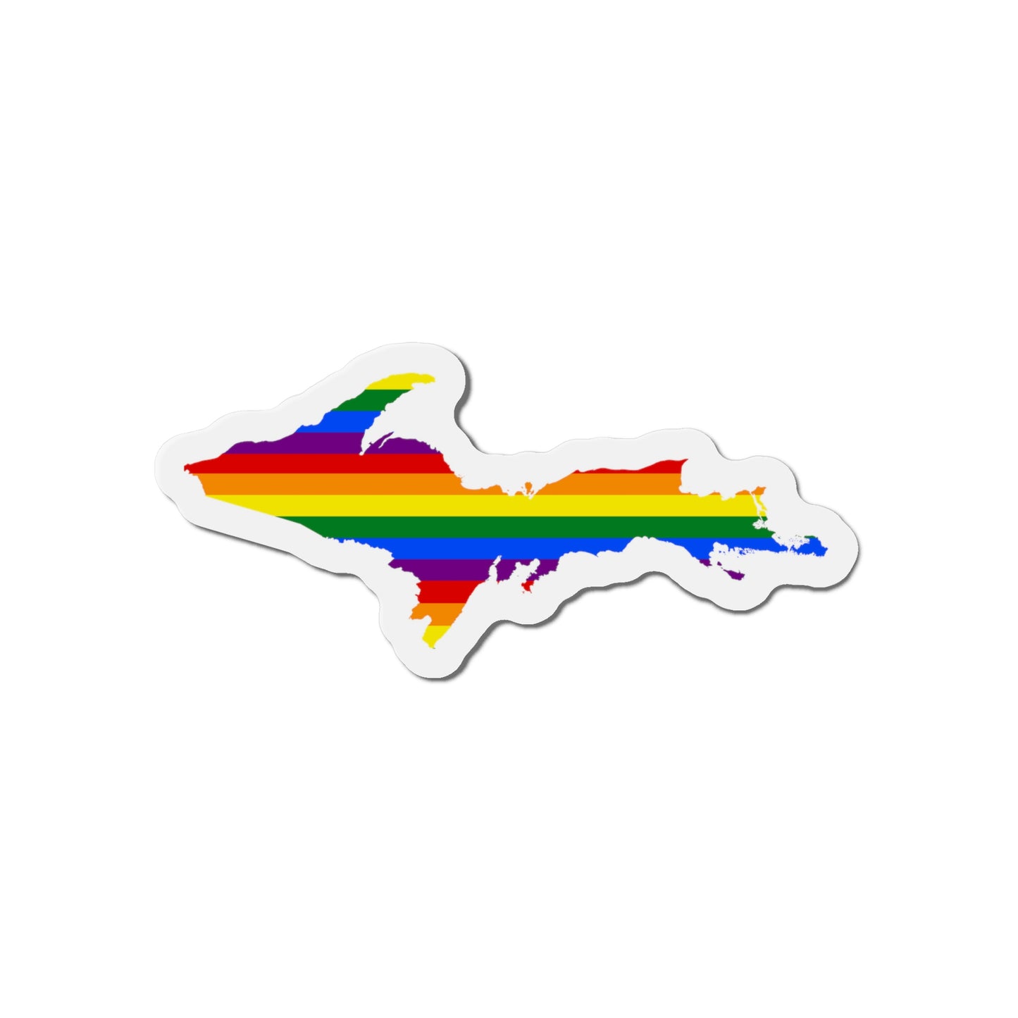 Michigan Upper Peninsula Kiss Cut Magnet (w/ UP Pride Flag Outline)