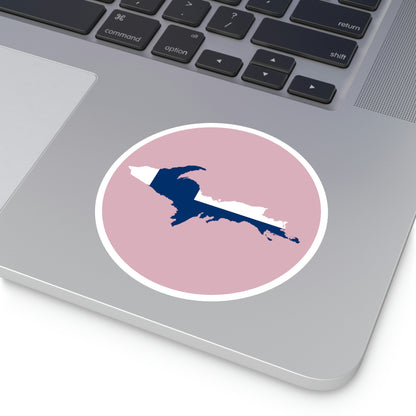 Michigan Upper Peninsula Round Stickers (Pink w/ UP Finland Flag Outline) | Indoor\Outdoor