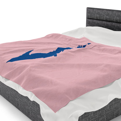 Michigan Upper Peninsula Plush Blanket (w/ Azure UP Outline) | Pale Pink