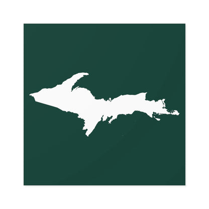 Michigan Upper Peninsula Square Sticker (Green w/ UP Outline) | Indoor/Outdoor