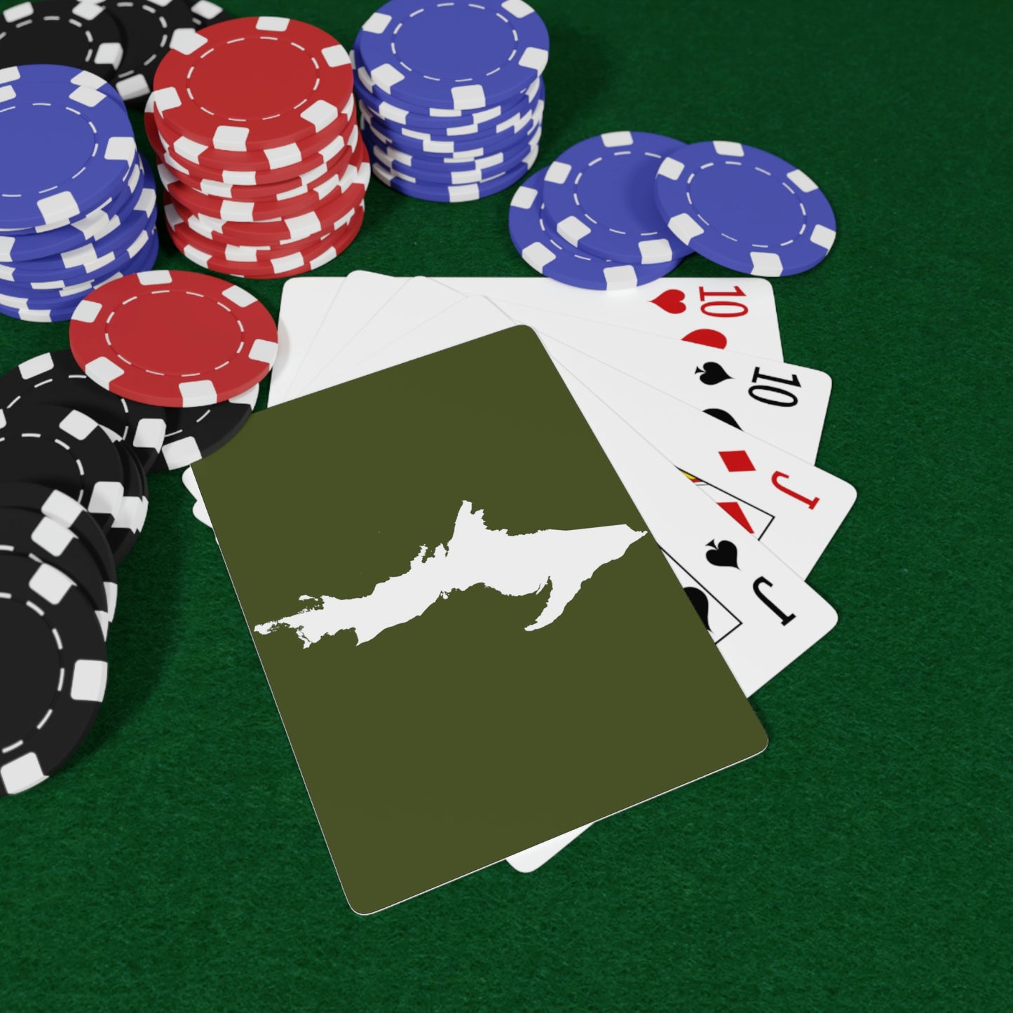 Michigan Upper Peninsula Poker Cards (Army Green w/ UP Outline)