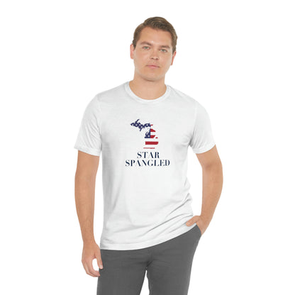 Michigan 'Star Spangled' T-Shirt (w/ MI USA Flag Outline) | Unisex Standard Fit