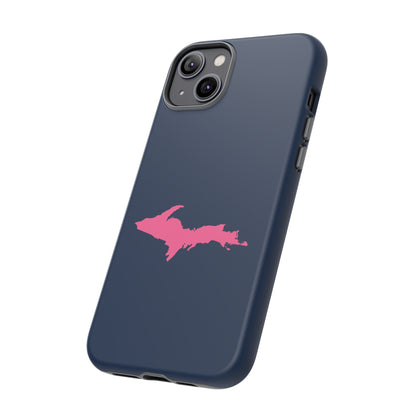 Michigan Upper Peninsula Tough Phone Case (Navy w/ Pink UP Outline) | Apple iPhone