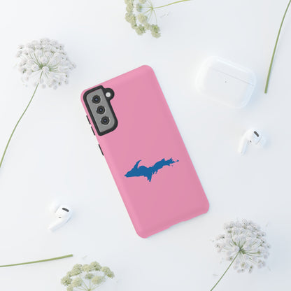 Michigan Upper Peninsula Tough Phone Case ('67 Caddie Pink w/ Azure UP Outline) | Samsung & Pixel Android