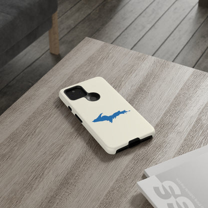 Michigan Upper Peninsula Tough Phone Case (Ivory Color w/ Azure UP Outline) | Samsung & Pixel Android