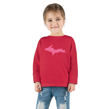 Michigan Upper Peninsula T-Shirt (w/ Pink UP Outline) | Toddler Long Sleeve