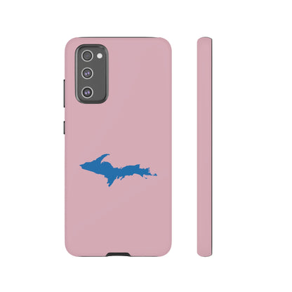 Michigan Upper Peninsula Tough Phone Case (Pink w/ Azure UP Outline) | Samsung & Pixel Android