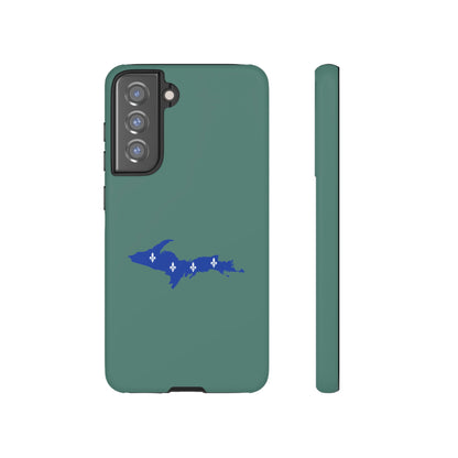 Michigan Upper Peninsula Tough Phone Case (Copper Green w/ UP Quebec Flag Outline) | Samsung & Pixel Android