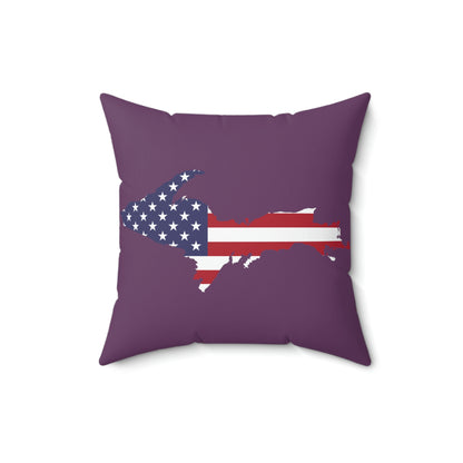 Michigan Upper Peninsula Accent Pillow (w/ UP USA Flag Outline) | Plum