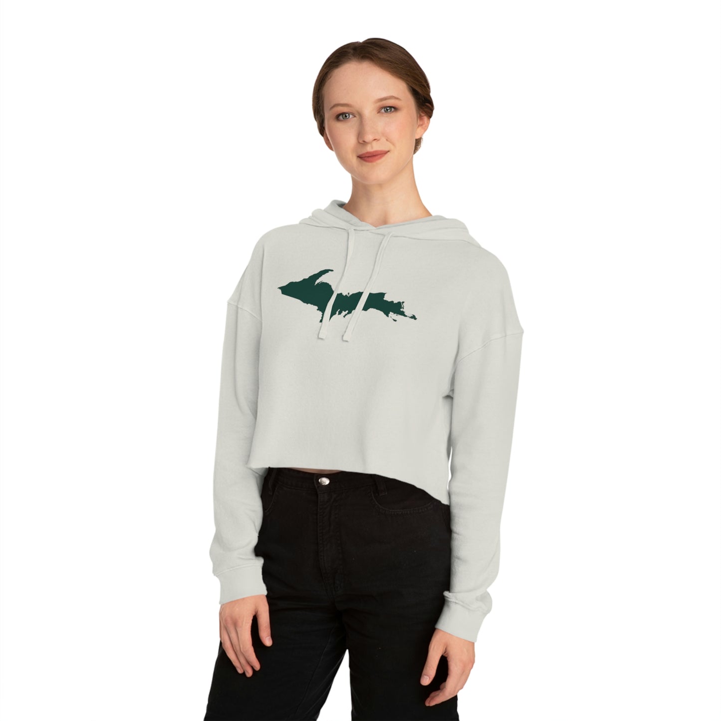 Michigan Upper Peninsula Hoodie (w/ Green UP Outline) | Lightweight Cropped