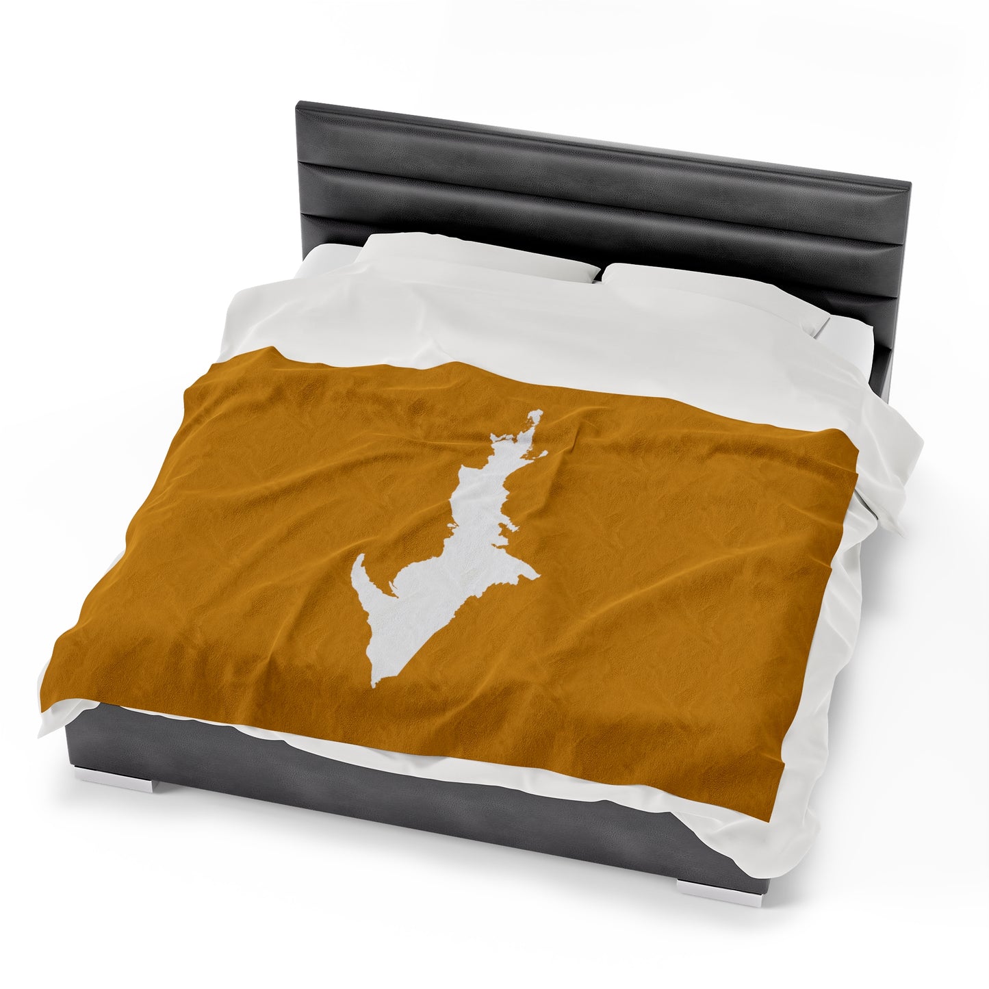 Michigan Upper Peninsula Plush Blanket (w/ UP Outline) | Gold