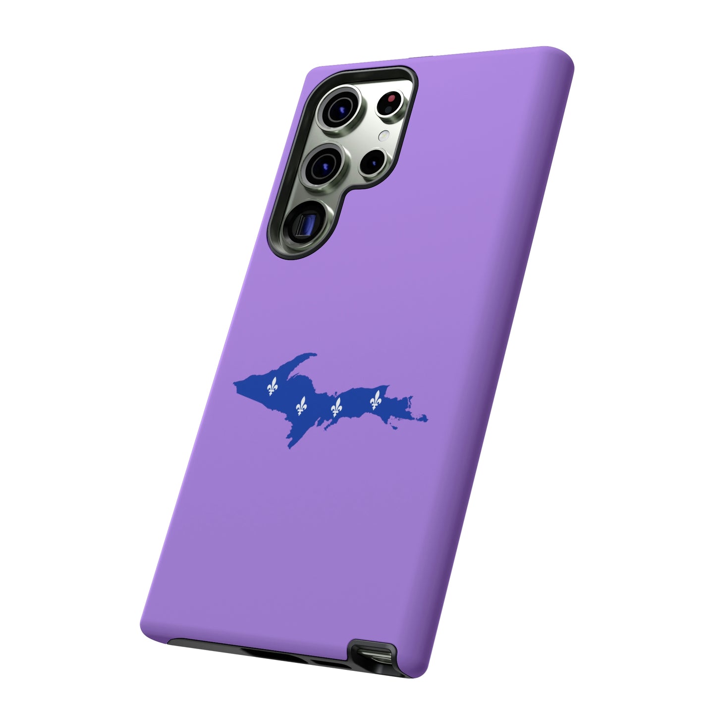 Michigan Upper Peninsula Tough Phone Case (Lavender w/ UP Quebec Flag Outline) | Samsung & Pixel Android