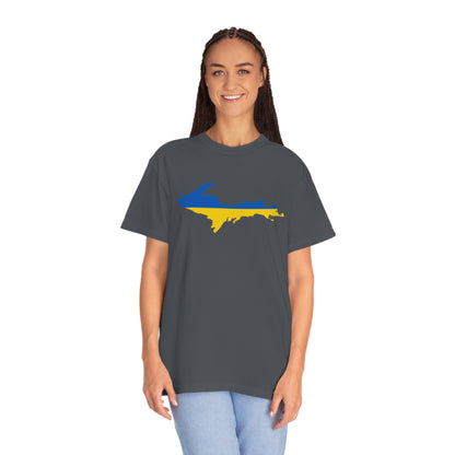 Michigan Upper Peninsula T-Shirt (w/ UP Ukraine Flag Outline) | Unisex Garment-Dyed