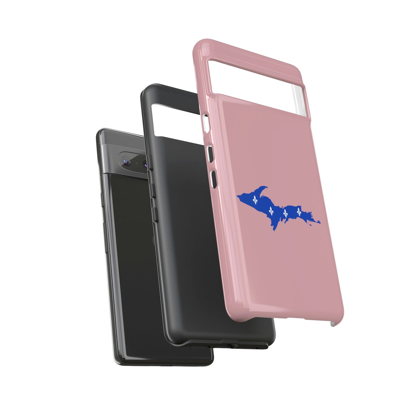 Michigan Upper Peninsula Tough Phone Case (Cherry Blossom Pink w/ UP Quebec Flag Outline) | Samsung & Pixel Android