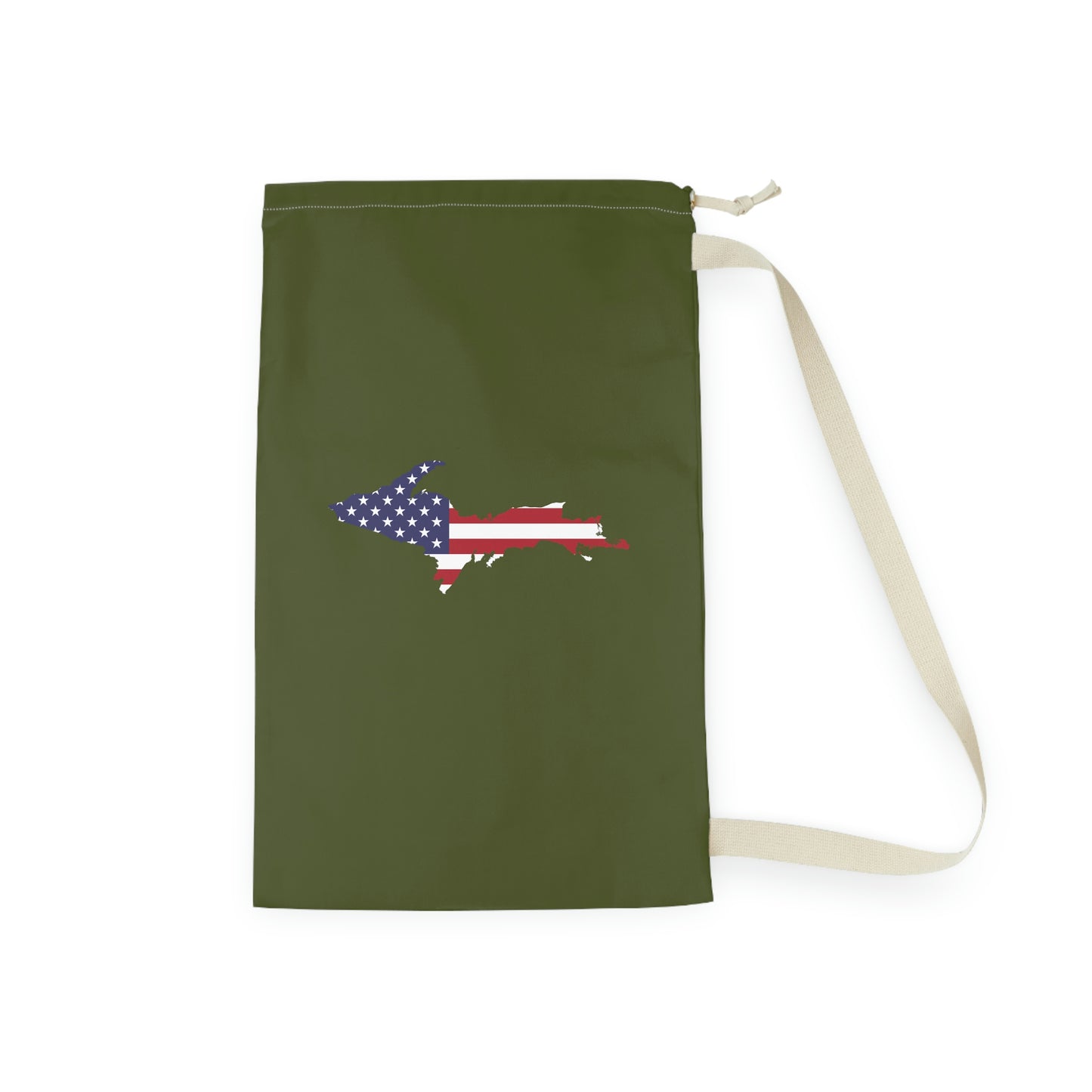 Michigan Upper Peninsula Laundry Bag (Army Green w/ UP USA Flag Outline)