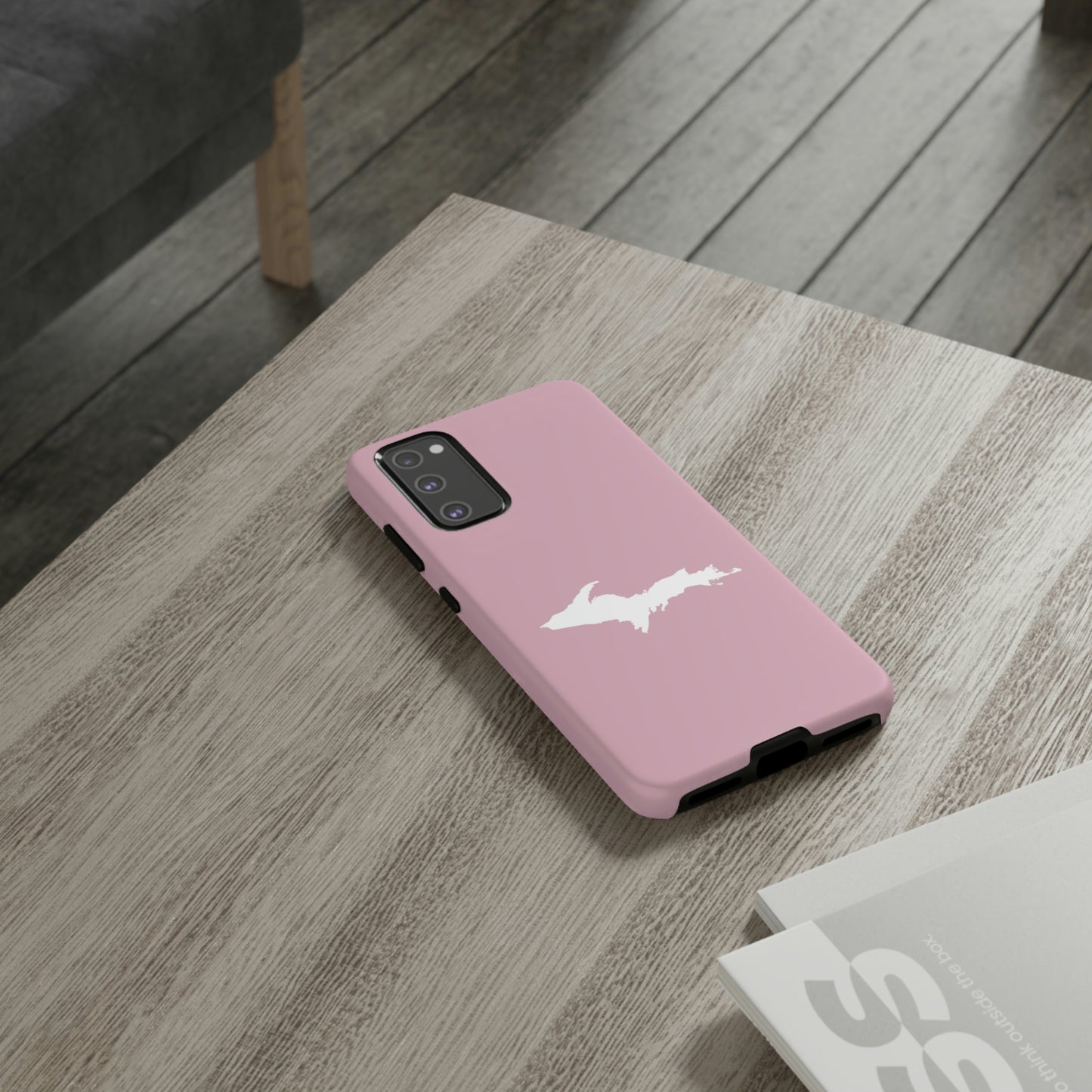 Michigan Upper Peninsula Tough Phone Case (Pink w/ UP Outline) | Samsung & Pixel Android