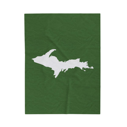 Michigan Upper Peninsula Plush Blanket (w/ UP Outline) | Pine Green