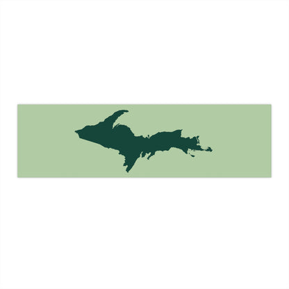 Michigan Upper Peninsula Bumper Sticker (w/ Green UP Outline) | Green Tea Color Background